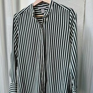 H&M Olive and White Striped Shirt